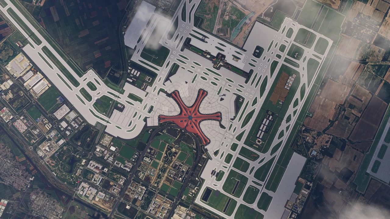 详情图-北京大兴国际机场的高空无人机视图。中国。
