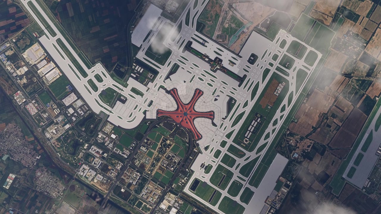 详情图-北京大兴国际机场的高空无人机视图。中国。