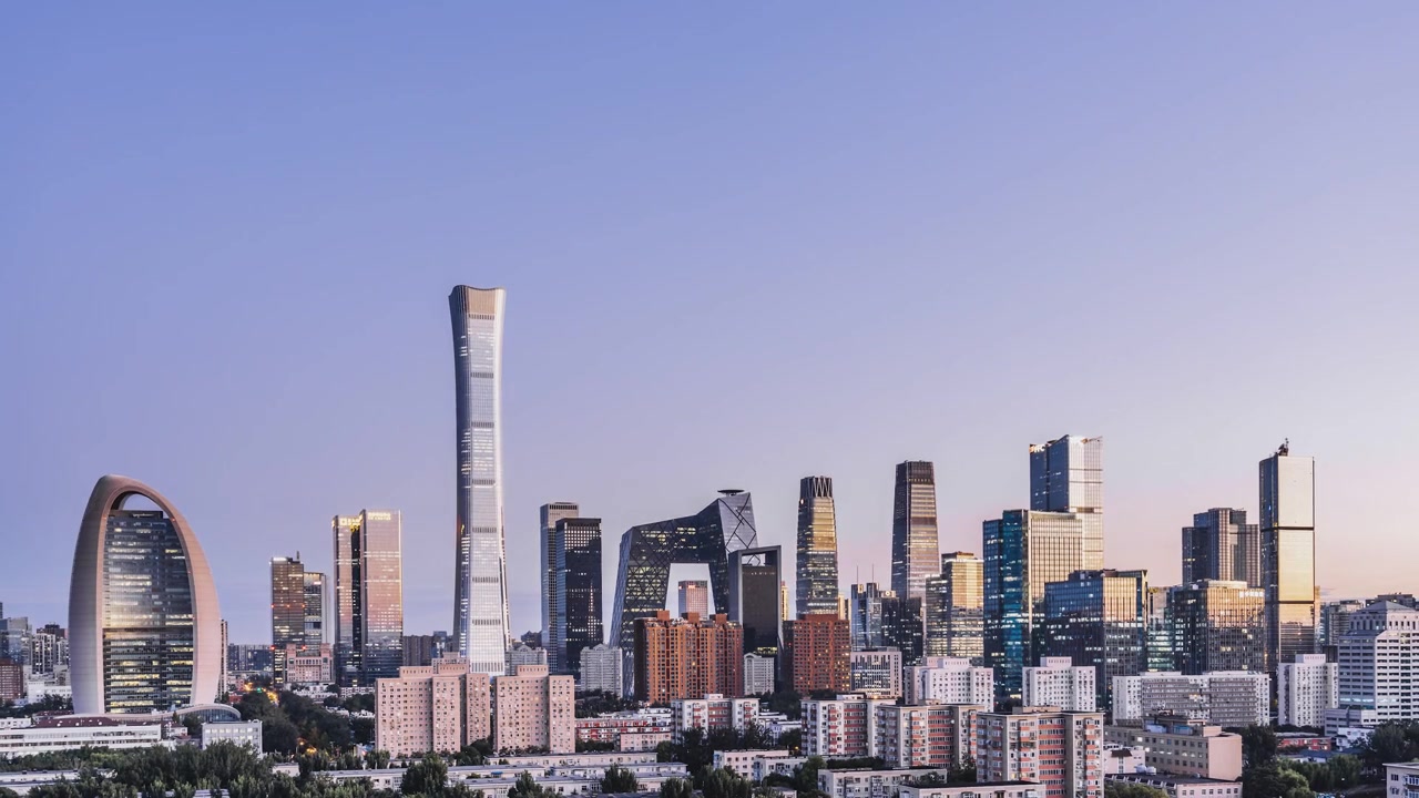 詳情圖-中國北京城市天際線中CBD建筑的晝夜延時