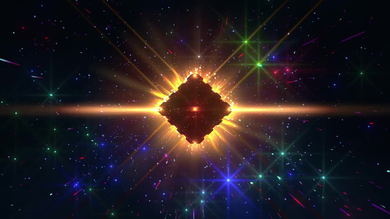 4k彩色闪闪发光的钻石星星运动背景