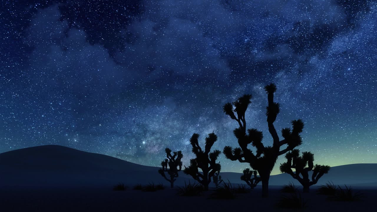 詳情圖-沙漠景觀約書亞樹和銀河夜空