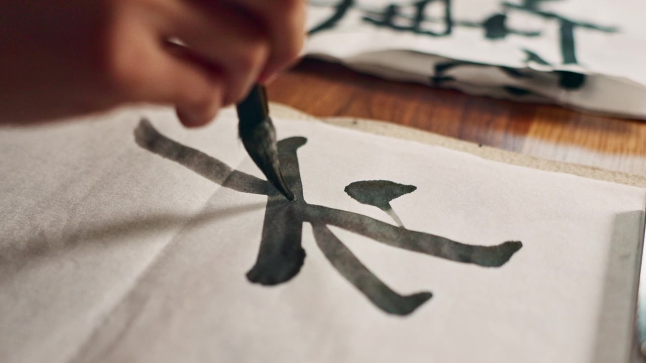 詳情圖-手，毛筆寫作和古代字體的藝術(shù)和腳本，書法和特寫與字母。日本，創(chuàng)意和復(fù)古工具，畫筆和人筆畫與傳統(tǒng)文具
