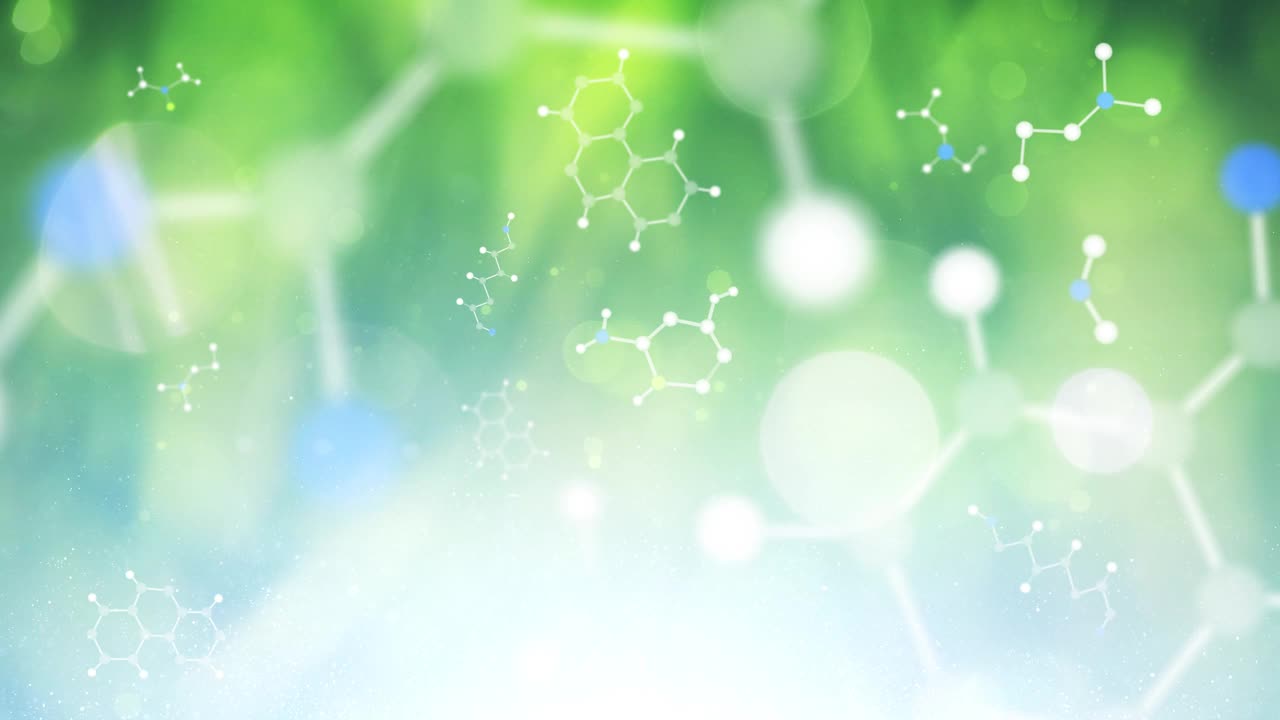 艺术性质的散景与化学六边形键循环动画。
