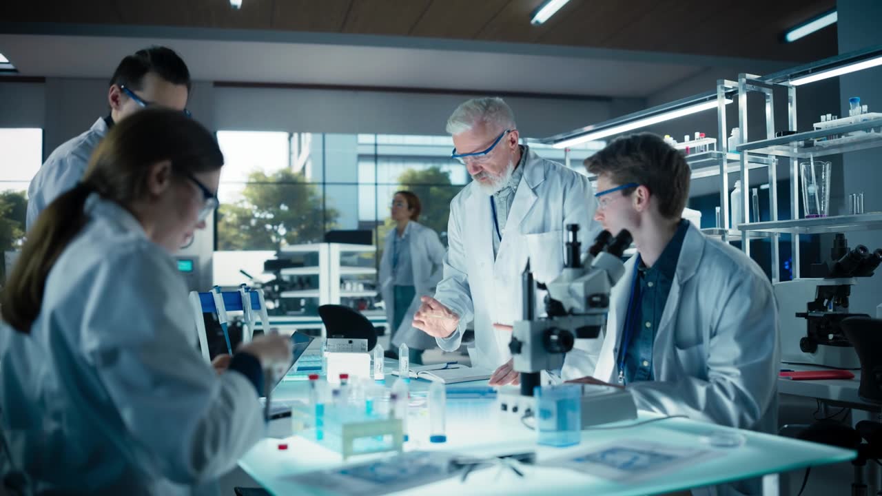 詳情圖-博士教授教授一群理科生基因治療和生物工程的基礎(chǔ)知識。為實踐教育和技術(shù)示范創(chuàng)造條件實驗室主任
