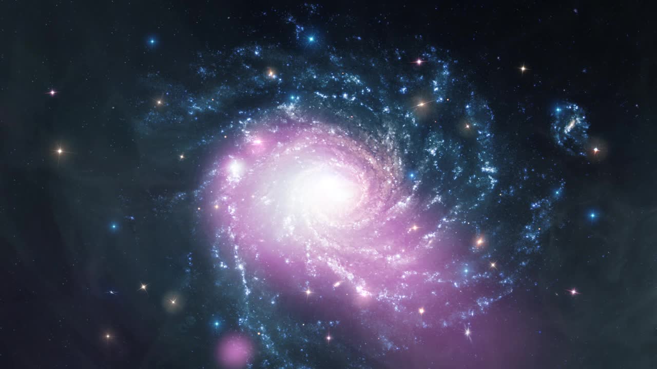 太空旅行NGC1232也被称为上帝之眼星系，在太空中穿越恒星场，4K 3D科学电影。这张图片的元素由美国宇航局提供。