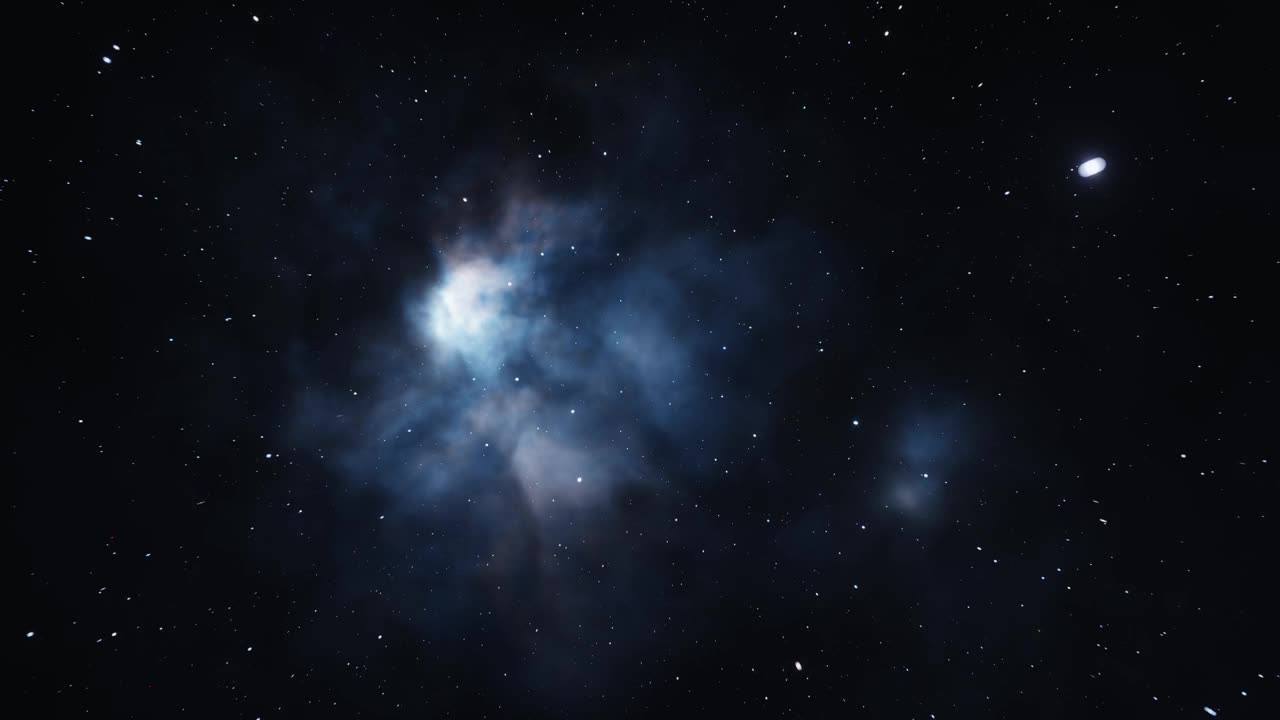 穿越深空飞向遥远的星系。太空旅行以光速进行。无缝循环动画。