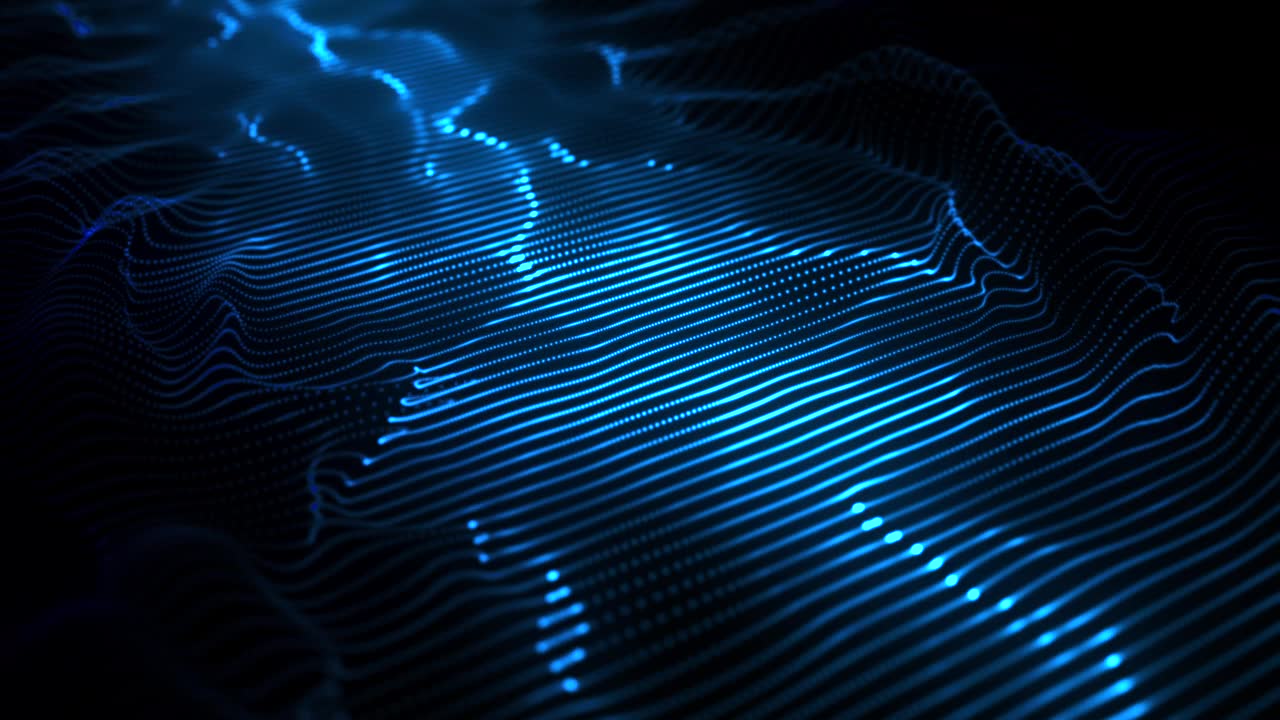 详情图-在数字空间中流动的三维数据波。数字声波、人工智能和大数据的抽象概念。