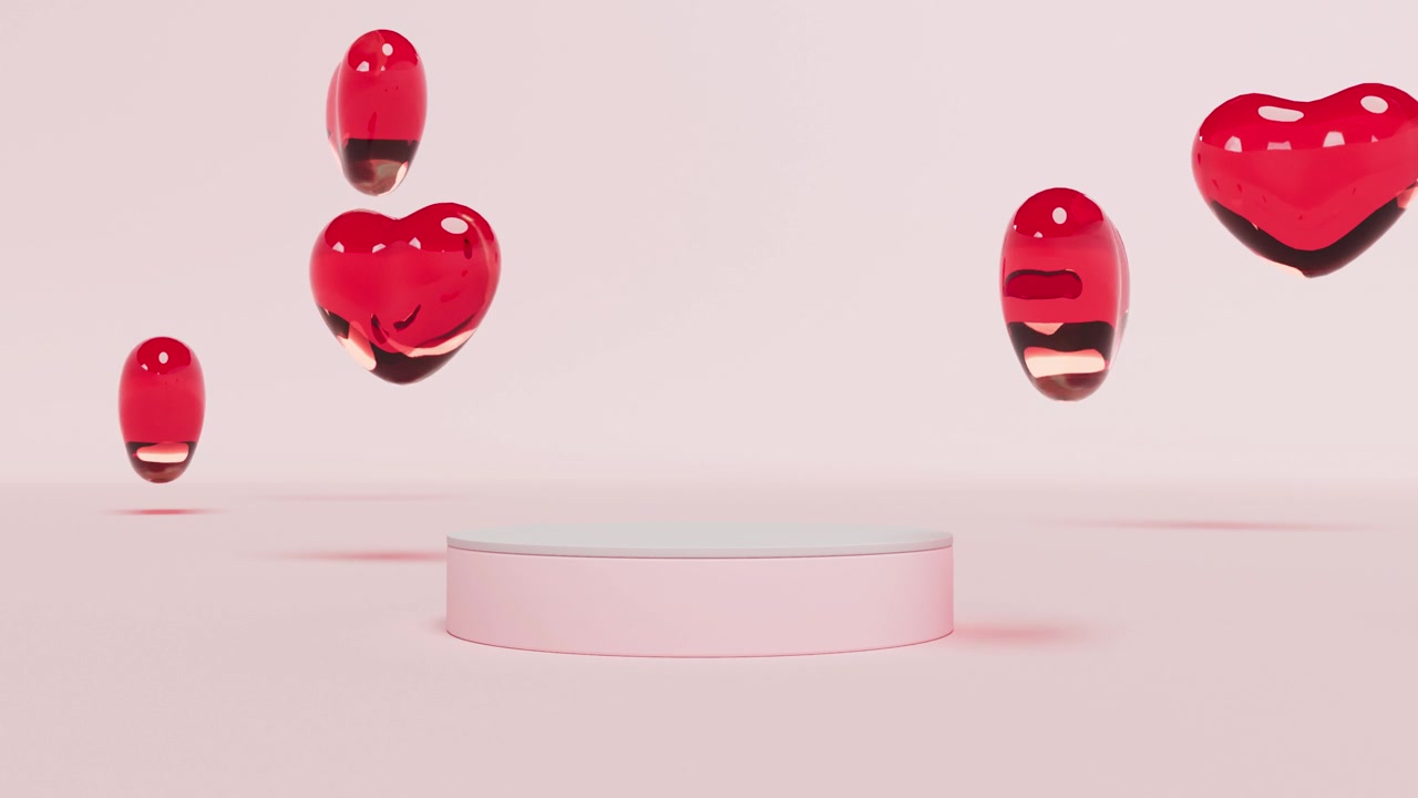 詳情圖-空講臺(tái)紅玻璃心品牌產(chǎn)品展示情人節(jié)模擬場(chǎng)景