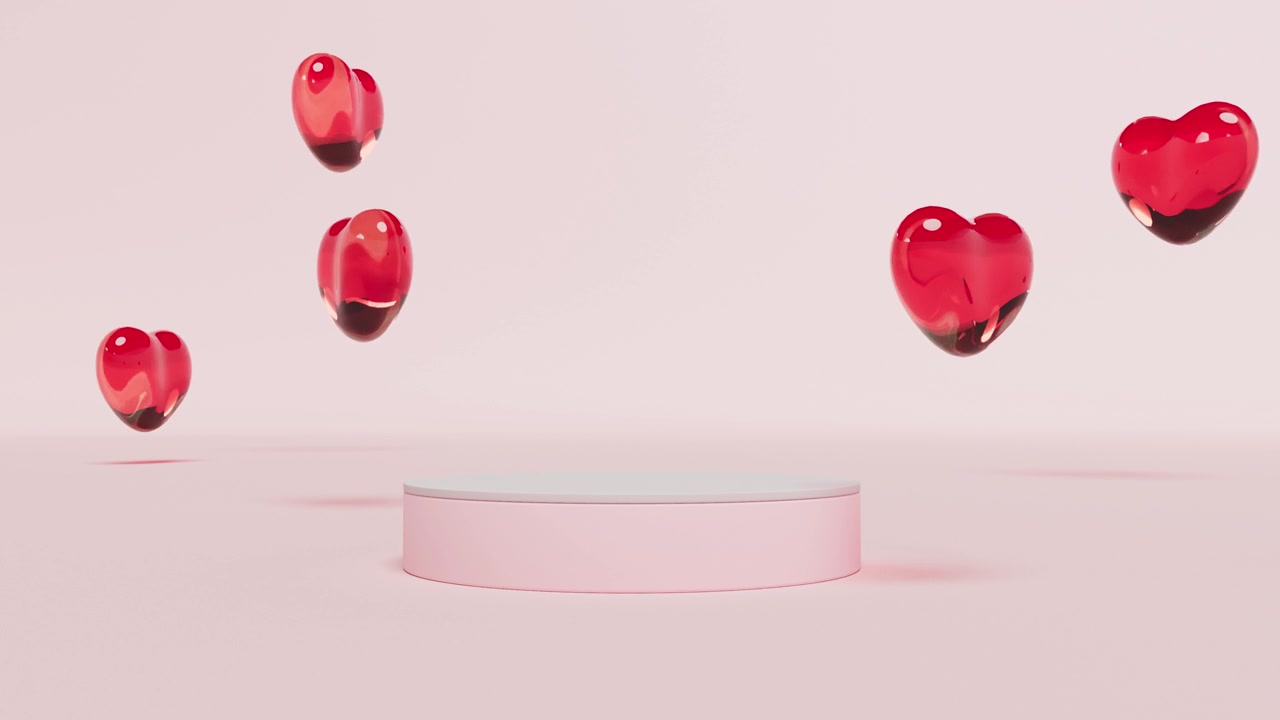 詳情圖-空講臺(tái)紅玻璃心品牌產(chǎn)品展示情人節(jié)模擬場(chǎng)景