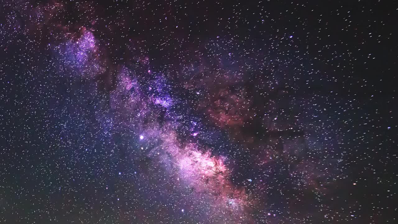 银河系和星系天空天文学的时间流逝，4K。