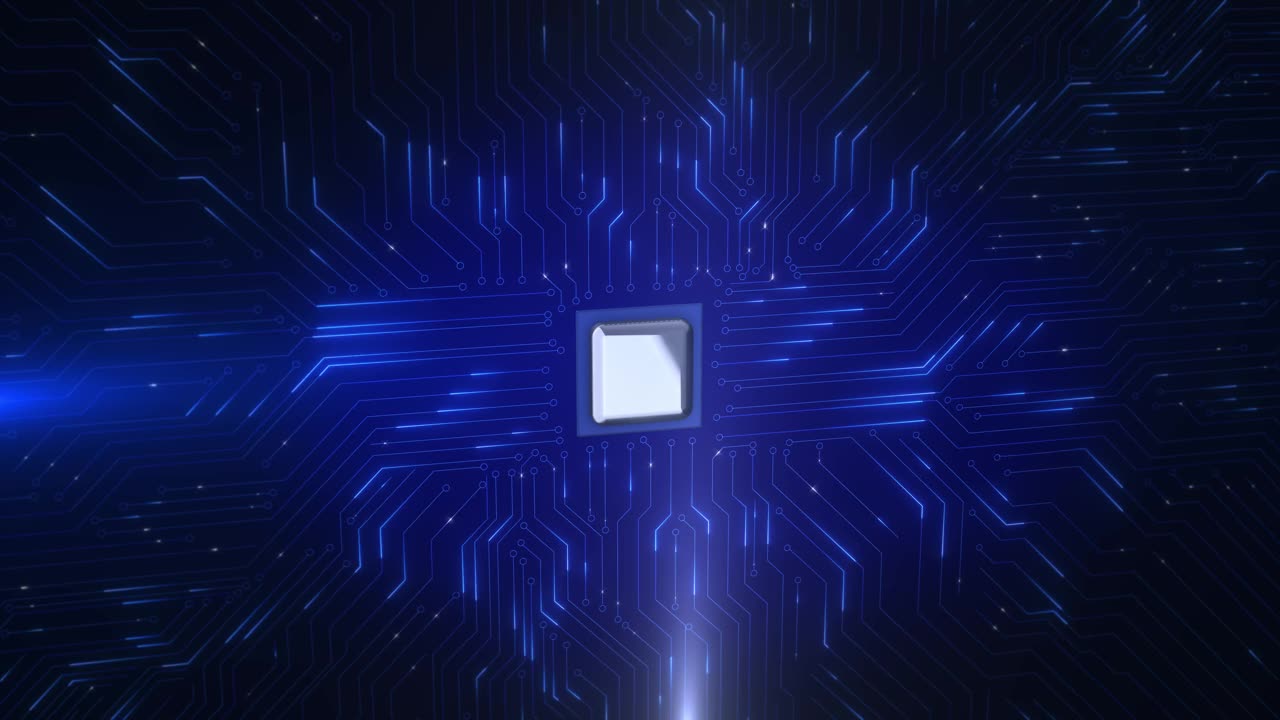 人工智能进化赛博朋克电路板科幻技术背景计算机处理器CPU和GPU。