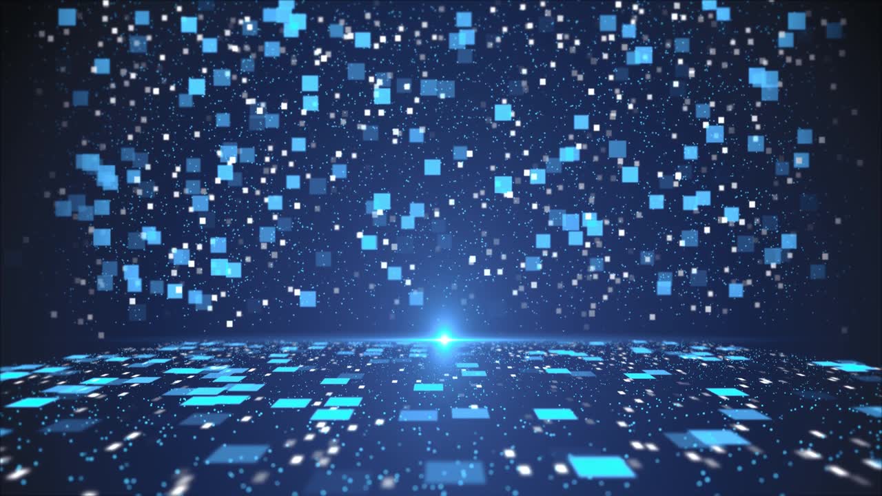 详情图-蓝色矩阵数字背景，大数据计算机流网络区块链电路网络系统，数据传输，