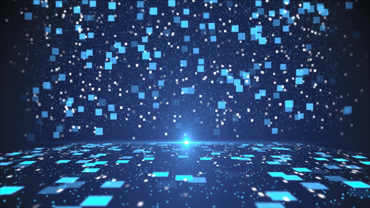 详情图-蓝色矩阵数字背景，大数据计算机流网络区块链电路网络系统，数据传输，