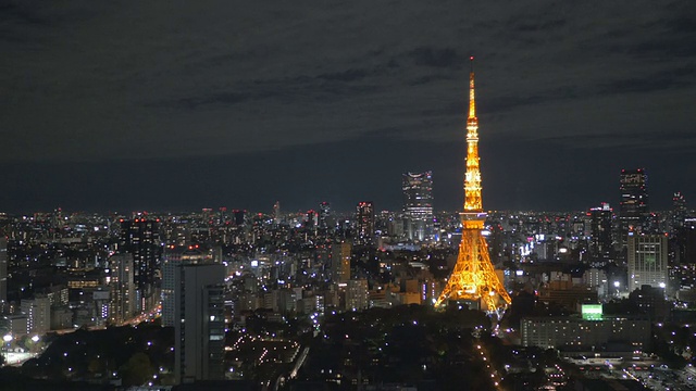 4K东京夜景在满月。