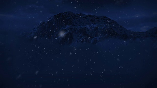 黑暗雪山荒野暴风雪夜