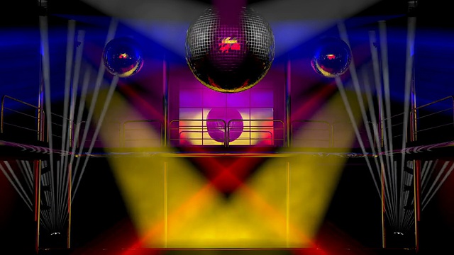 夜店迪斯科舞厅的灯光和镜球镜头