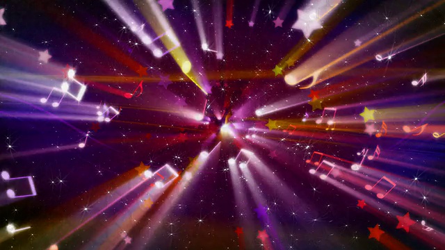 詳情圖-可循環(huán)的音樂背景飛行閃亮的音符，星星和粒子