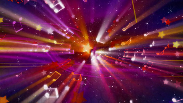 詳情圖-可循環(huán)的音樂背景飛行閃亮的音符，星星和粒子
