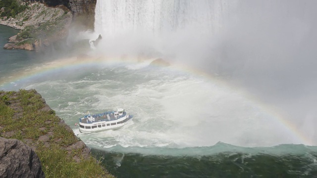 尼亚加拉大瀑布彩虹和游船。