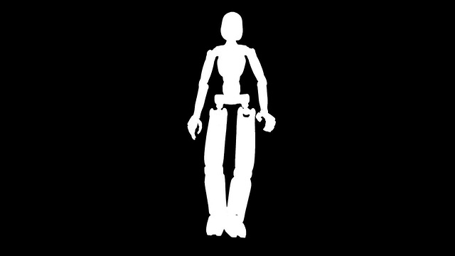 詳情圖-白色未來機器人在室內行走-正面視圖