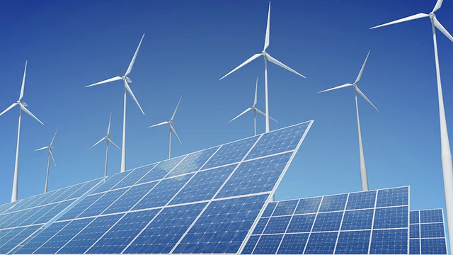 太陽能電池板和風力渦輪機