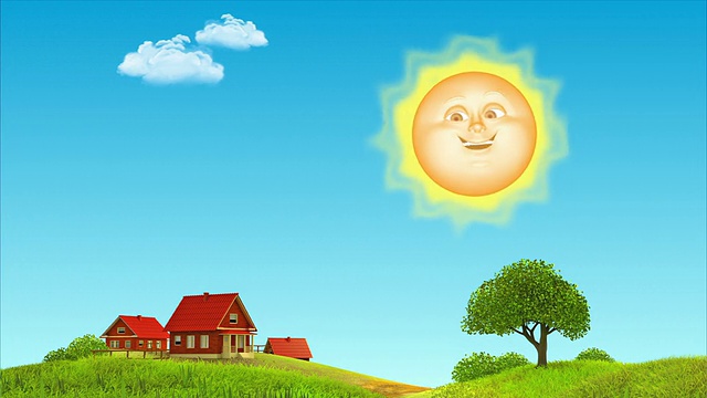 白天和黑夜。太阳和月亮3D动画。
