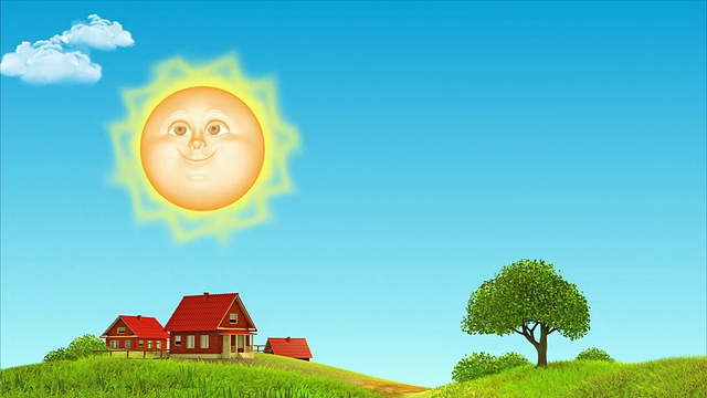 详情图-白天和黑夜。太阳和月亮3D动画。