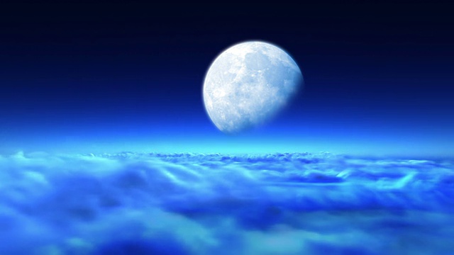 詳情圖-美麗的夜晚飛過云朵飛向月亮