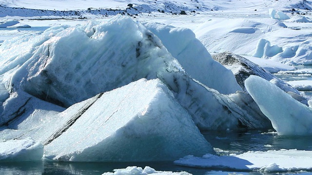 Jokulsarlon冰川环礁湖的全球变暖，时间流逝