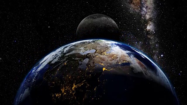 詳情圖-地球，月球和銀河系