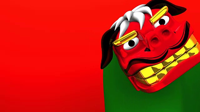 詳情圖-紅色文字空間上的舞獅