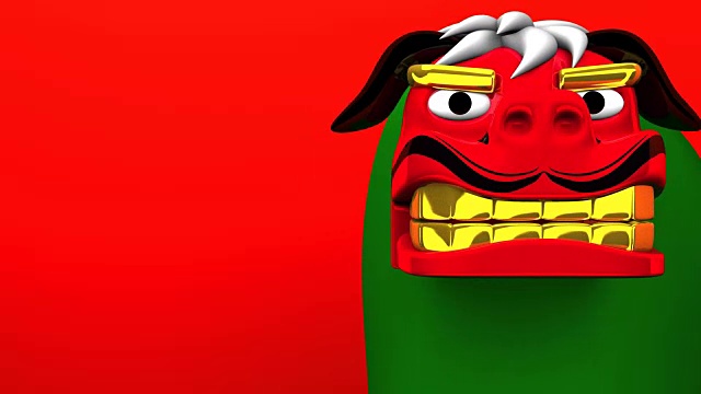 詳情圖-紅色文字空間上的舞獅