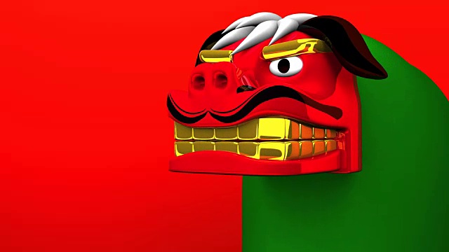 詳情圖-紅色文字空間上的舞獅