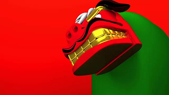 詳情圖-紅色文字空間上的舞獅
