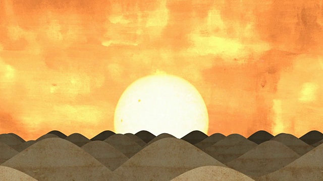 动画沙丘日落或日出