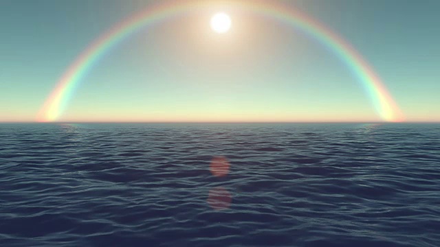 运动太阳在彩虹天空背景与耀斑