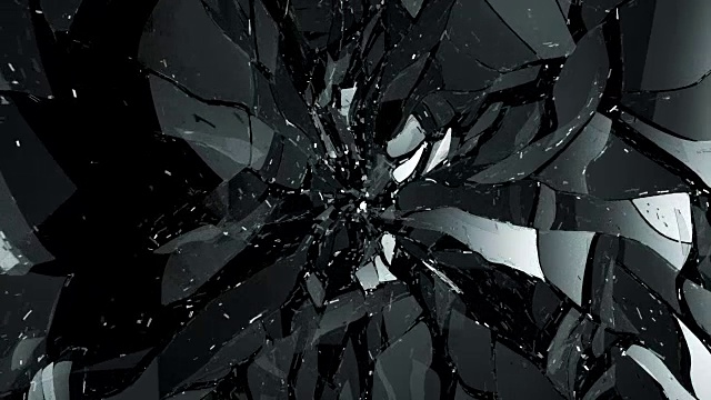 玻璃在慢镜头中碎裂。α无光