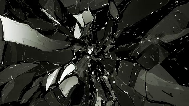 玻璃在慢镜头中碎裂。α无光