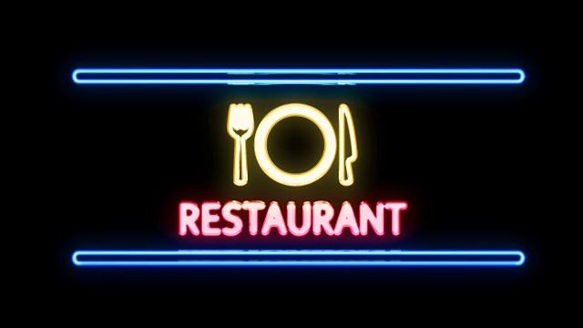 詳情圖-餐廳叉刀盤霓虹燈在復(fù)古風(fēng)格打開
