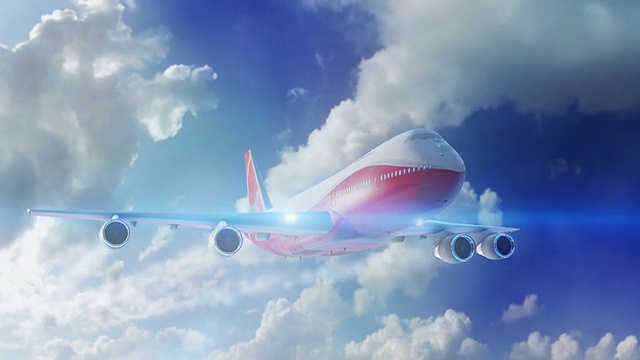 客机在天空中飞行