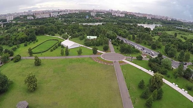 城市绿地公园，鸟瞰图