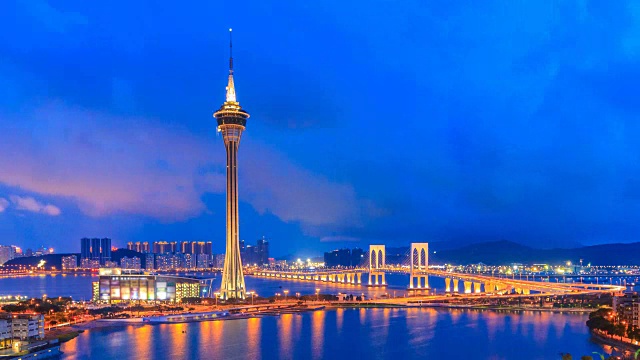詳情圖-澳門塔和澳門大橋日以繼夜澳門城市時光流逝中國