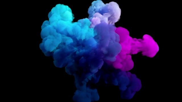 黑色爆炸的彩色煙霧
