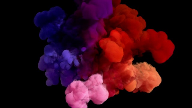 黑色爆炸的彩色煙霧