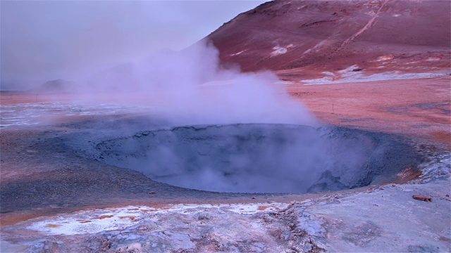 沸腾的泥浆彩色火山温泉冰岛Myvatn地热景观