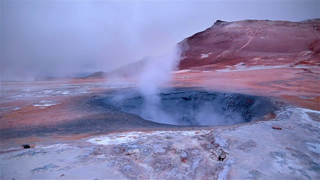 沸腾的泥浆彩色火山温泉地热火山fumerole冰岛Myvatn