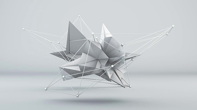 未来主义的白色3D形状在工作室。循环