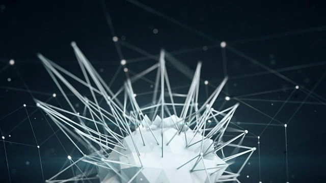 多边形网络形状。抽象3d渲染动画循环
