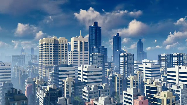 詳情圖-抽象的大城市摩天大樓在白天的時(shí)間流逝