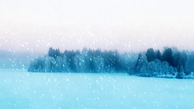 詳情圖-暴風(fēng)雪，小雪吹過美麗的斯堪的納維亞冬季景象。